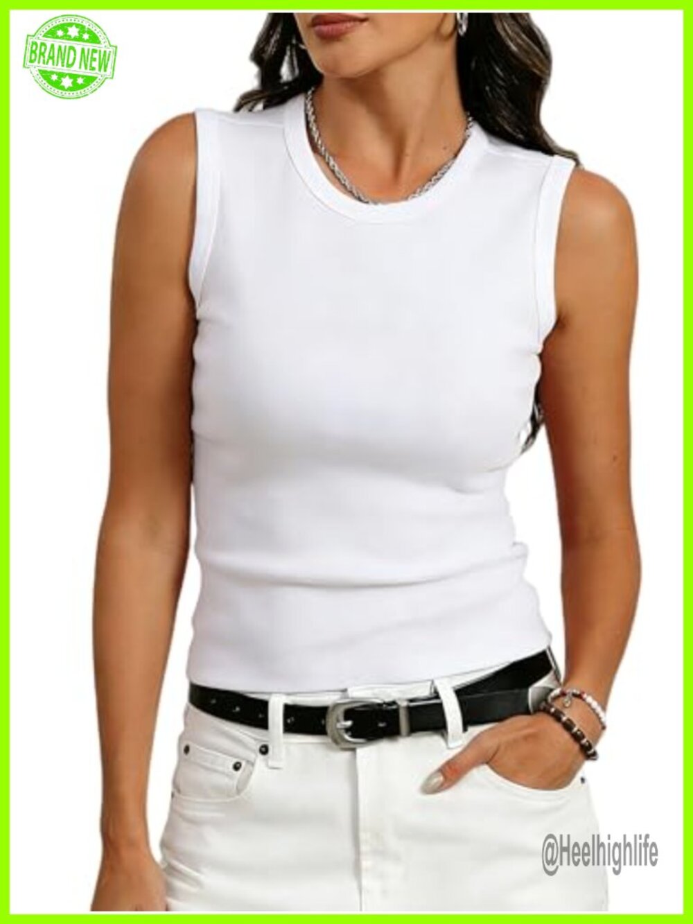 Premium Cotton Blend Slim Fit Crew Neck Sleeveless Tank Top